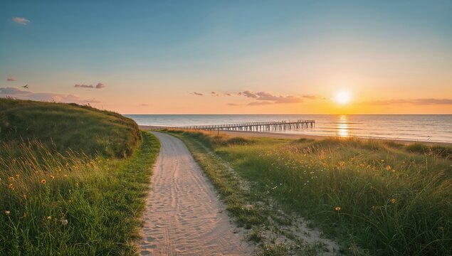 Wide-angle scene of North Sea dunes, focusing on natural erosion processes and coastal environment stability