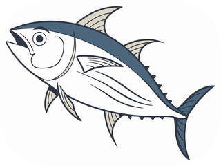 Obraz premium Cartoon Tuna Fish Illustration with Open Mouth seafood marine life