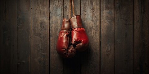 Worn boxing gloves with Denmark's flag colors, highlighting usage and durability in sports gear