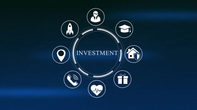  Hexagon Network investment Concept With Icons 4K video animation