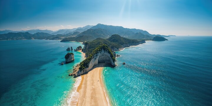 Fethiye's vibrant coastal scenery featuring water, sky, and mountain views, suitable for summer tourism and outdoor activities