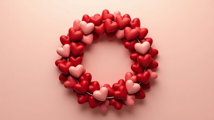 Obraz premium A heart shaped wreath on a pink background