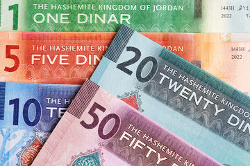 Jordanian dinar a closeup business background