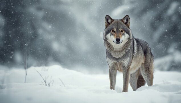 Wild wolf in its environment, highlighting predator behavior