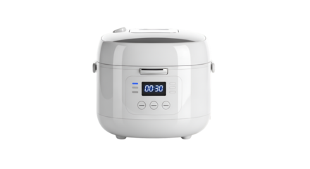 White Electric Rice Cooker With Digital Display appliance