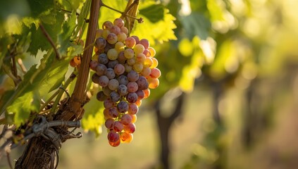 Grapevine with developing grapes, illustrating fruit maturation and vineyard cultivation practices