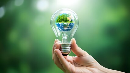 Eco-friendly lightbulb symbolizing global environmental preservation and sustainable energy solutions