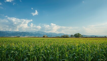 Cornfield in a rural landscape serving as a backdrop for farming practices, Earth Day