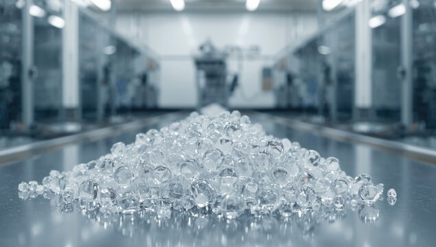 Resin-based plastic raw material in production setting, material composition for manufacturing processes