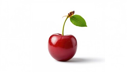 Obraz premium Cherry with leaves, designed as a clean background for food or recipe layouts