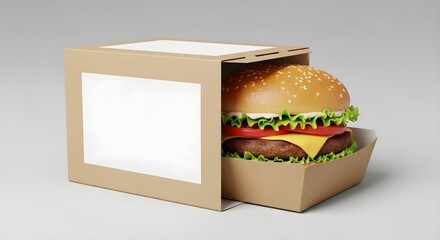 Blank Burger Packaging Box Mockup