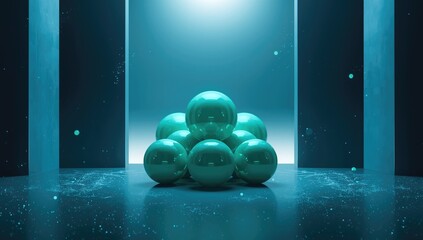 Abstract metaballs with sci-fi design in mint green, suitable for digital UI backgrounds