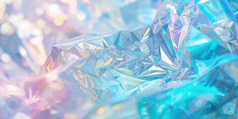 Colorful crinkled foil made of iridescent plastic serving as a background for layout and design projects