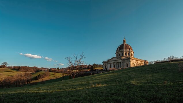 San Giovanni Bosco basilica in Colle don Bosco, highlighting historic religious site, architectural detail