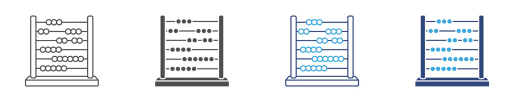 Abacus Calculator Icon Set, Accounting and Mathematics Symbols, Education and Finance Counting Concept, Vector Illustration