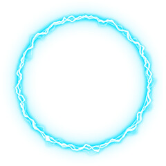 Circle blue light electric lightning energy effect isolated on white background	