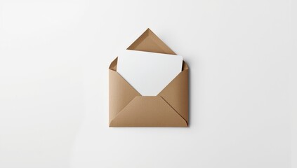 An isolated white envelope on a white background, emphasizing mailing and communication, World Post Day