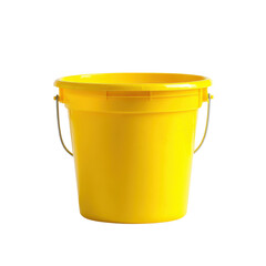 Yellow bucket with handle, clear bg