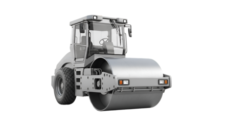 Silver Road Roller Construction Vehicle Isolated compactor