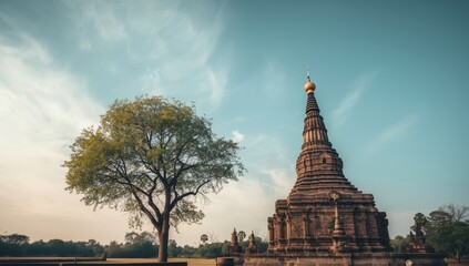 Bodh Gaya structure within Analyo Thipayaram temple, Thailand, emphasizing architectural preservation of cultural heritage