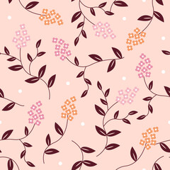 Simple Pink Vintage Floral Seamless Pattern