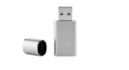 Silver USB Flash Drive with Cap Off storage memory