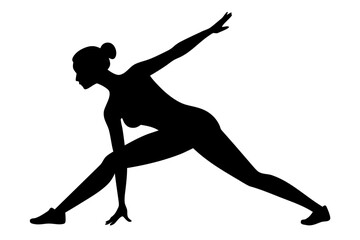 Fototapeta premium woman doing warm-up. Sports warm-up silhouette vector, Sports warm-up black symbol 