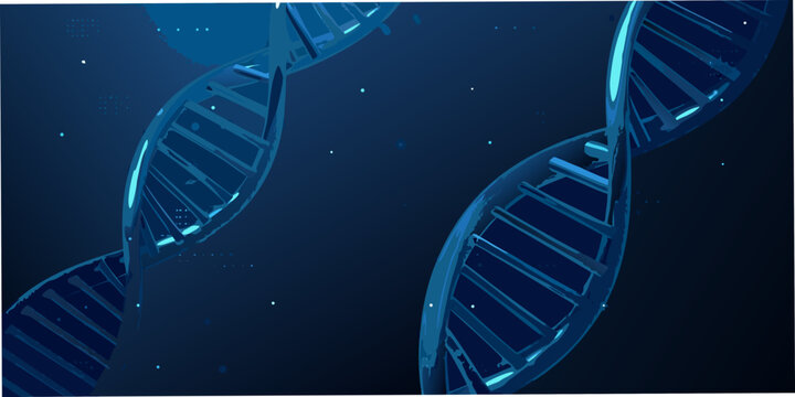 Abstract depiction of dna double helix structure with a futuristic blue glow