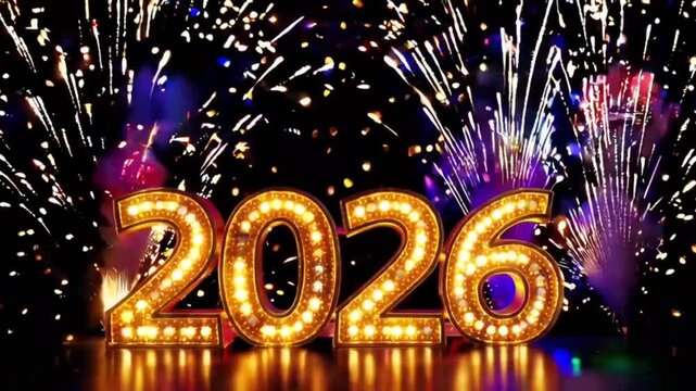Glittering gold new year 2026 celebration festive sparkling lights celebrate new year sparkling
