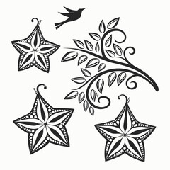 Ornate star and branch illustration