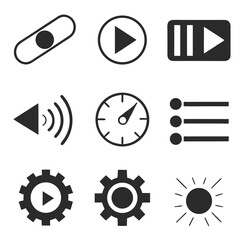 Set of control and media icons