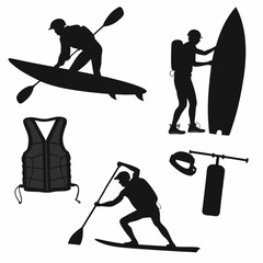 Water sports silhouettes