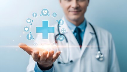 Physician Presenting Innovative Digital Healthcare Concepts and Connected Medical Services for Modern Patients