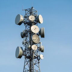 Telecommunication Tower with Antennas Transmitting Signals.