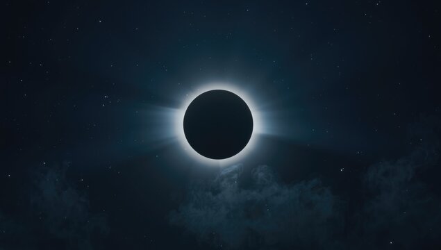 Full moon during a lunar eclipse, nighttime sky with obscured lunar brightness - Powered by Adobe