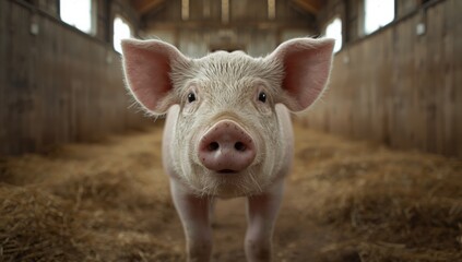 Portrait of a young pig with a muddy snout, highlighting farm animal care and cleanliness issues