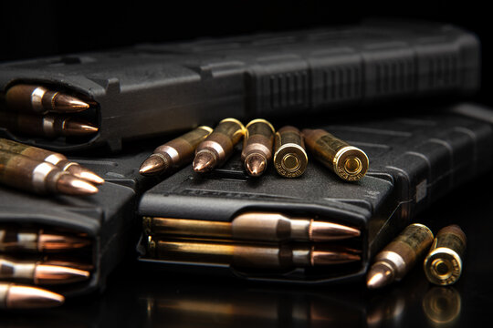 Close up of tactical rifle ammunition