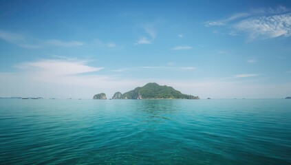 Coastal sea with islands and gentle waves, ideal for editorial header backgrounds