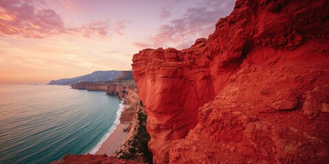 Erosion-prone red rocks on Sardiniaâ€™s eastern shoreline, highlighting geological preservation
