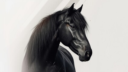 A black horse with a full mane outdoors, highlighting equine care and maintenance