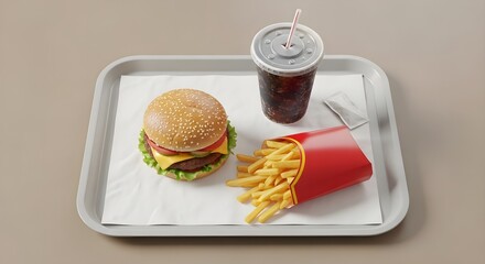 Fast Food Burger Tray Presentation Mockup