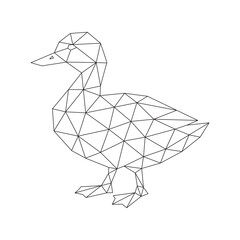 Polygonal line art of duck vector
