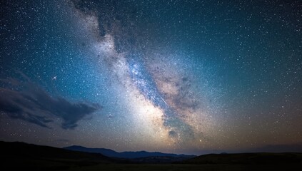 Wide-angle shot of the Milky Way and shooting stars, ideal for space-themed layouts