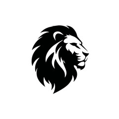 Bold black and white lion head logo simple elegant isolated on white