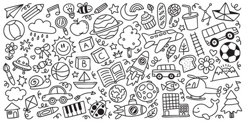 Hand drawn kids doodle vector illustration