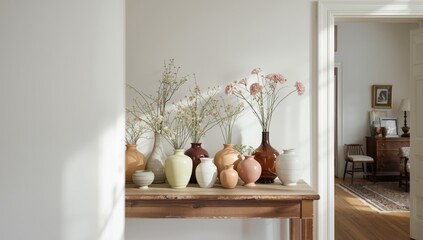 Indoor setting with decorative objects used as a backdrop for design and layout purposes