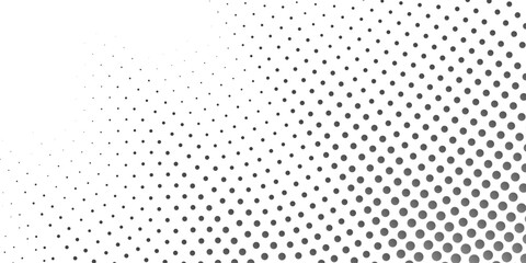 Monochrome background. Abstract waves of gray dots on a light gray background. Abstract dotted vector background. Halftone effect. Black dots on white background. following the transition to less .