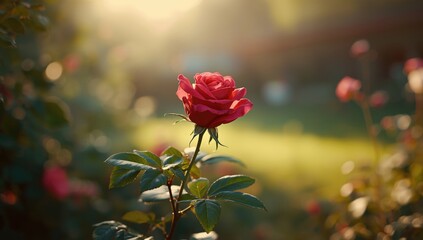 Close-up of a red rose with pink accents, suitable for floral design backgrounds