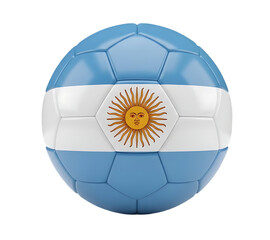 Soccer ball featuring Argentina national flag colors and Sun of May emblem, symbolizing Argentine football passion, international sports, competition, and national pride