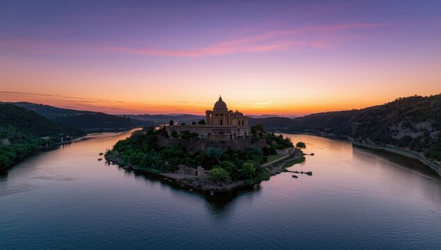 Bird's eye perspective of a Mediterranean holiday village at dusk, featuring buildings and tourism activity along the coast of Mugla Province
